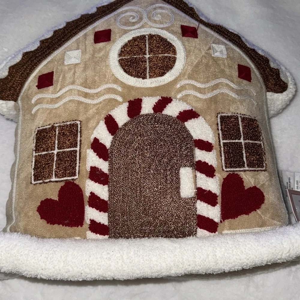 Cupcakes And Cashmere Gingerbread House Pillow-NWT